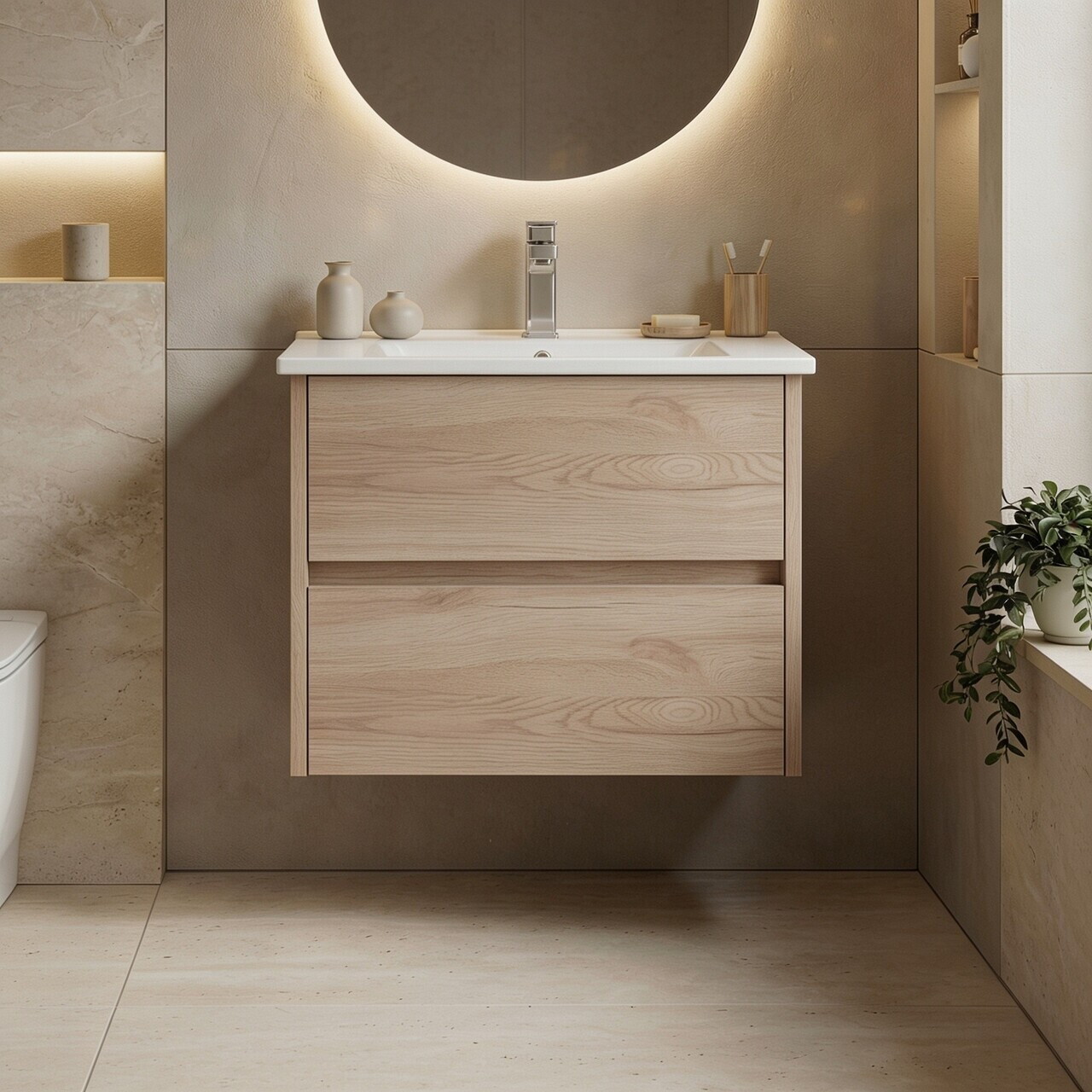 Dulap de baie cu chiuvetă, Hanah Home, Side 65 v2, Stejar