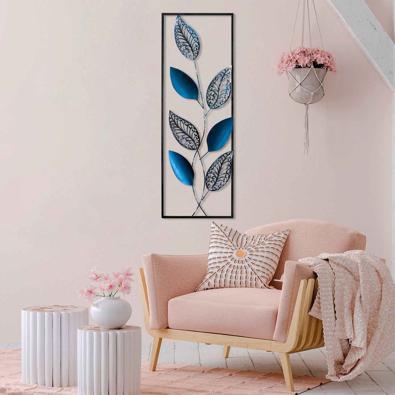 Decoratiune de perete, Leaf, Metal, Dimensiune: 32 x 90 cm, Multicolor - 2 | YEO