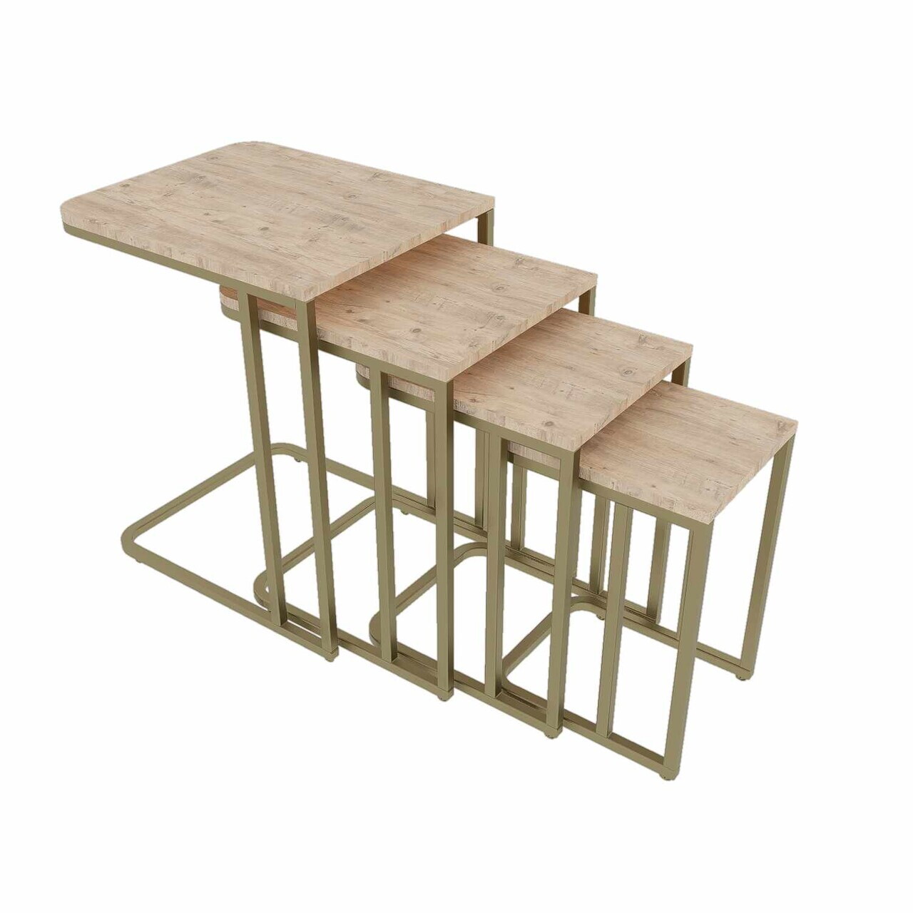 Set masute Nesting 4 piese, Hanah Home, Tekerli, Antic / Pin — imaginea 3