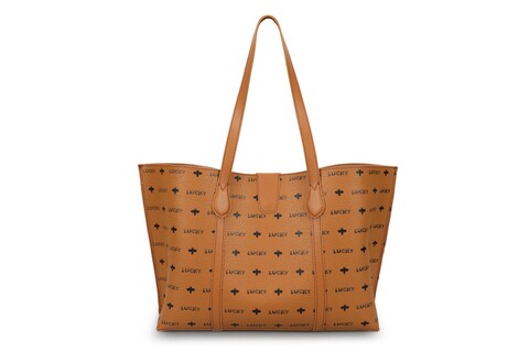 Geanta, lucky bees, 346 tan, piele ecologica, maro deschis