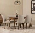 Set masă și scaune extensibile (6 bucăți), Vella, Vina, Maro/Crem