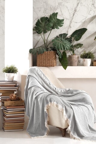 Cuvertura de pat, Etnik - Grey, Viaden, 70% bumbac/30% poliester