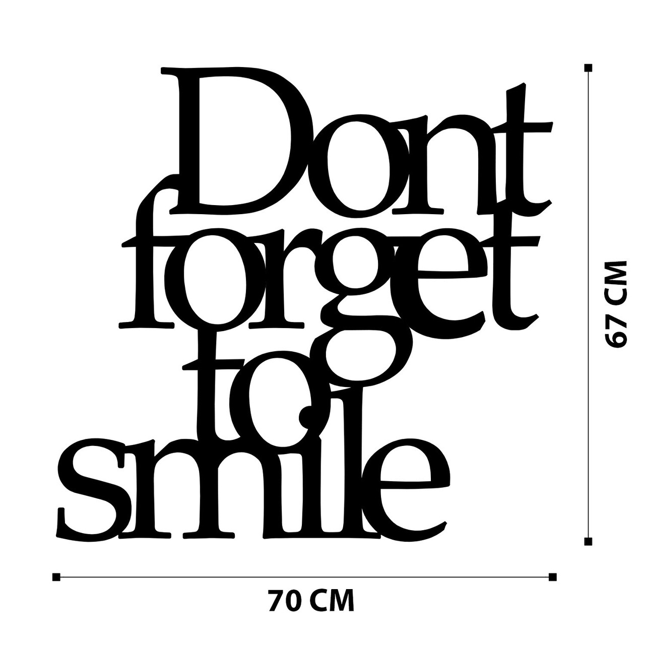 Decoratiune de perete, Dont Forget To Smile Metal Decor, metal, 70 x 67 cm, negru