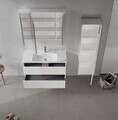 Dulap de baie cu chiuvetă, Hanah Home, Side 100 v3, Alb mat