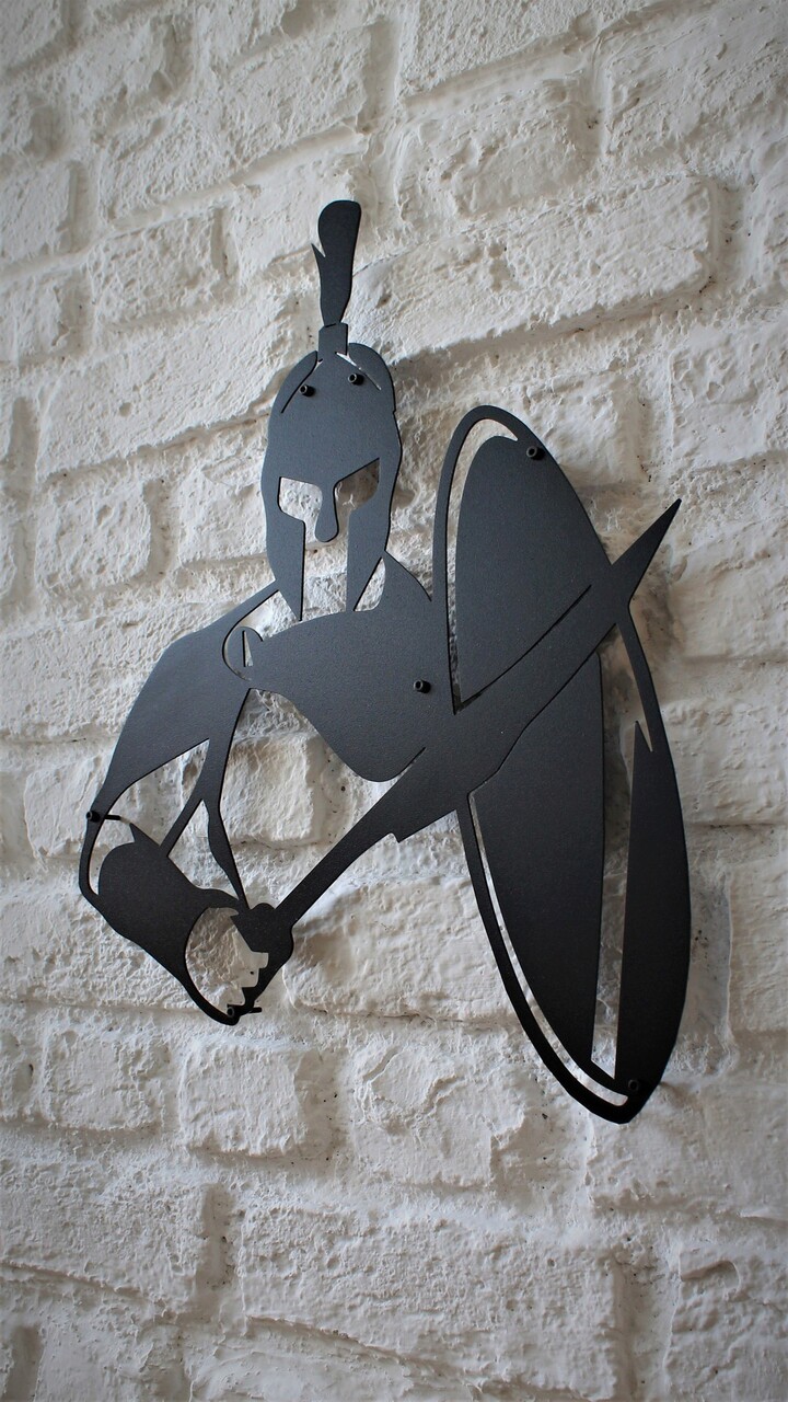 Decoratiune de perete, Sparta, Metal, Dimensiune: 38 x 49 cm, Negru