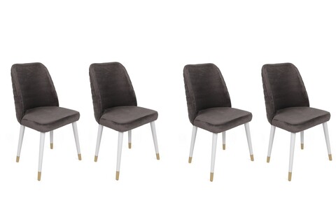 Set scaune 4 piese, Nmobb, Hugo-401 V4, Metal, Antracit / Alb / Auriu