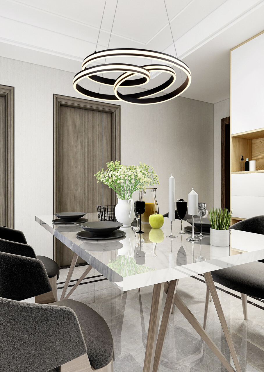 Lustra Nuria, TRIO, 60x150 cm, 60W, 1x SMD, metal, negru mat