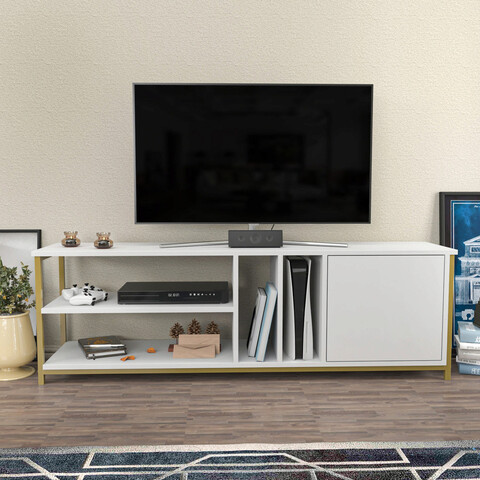 Comoda tv, retricy, oneida, 140x35.3x50.8 cm, pal, aur/alb
