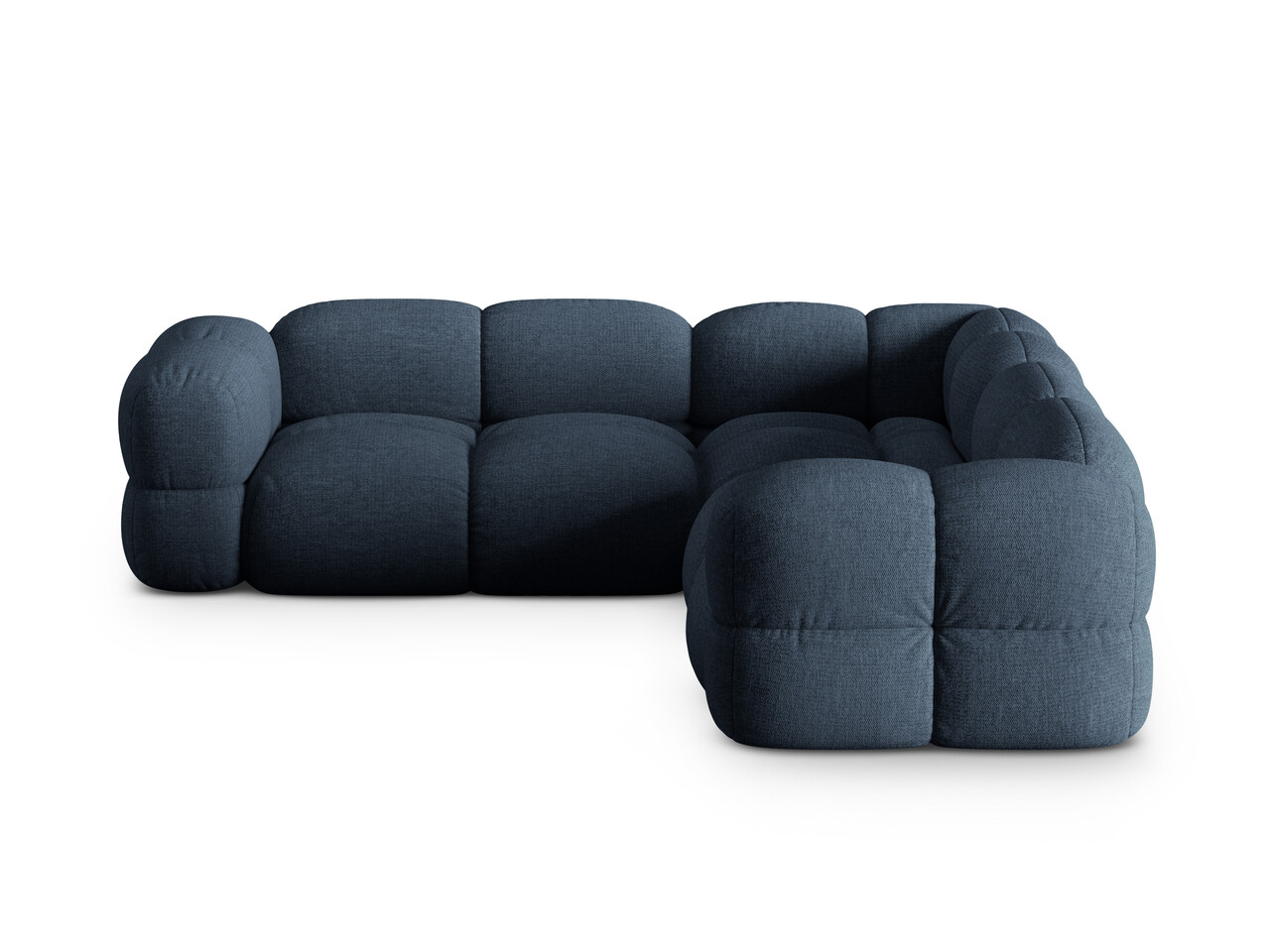 Coltar simetric 4 locuri, Loretto, Cosmopolitan Design, 250x250x68 cm, tesatura structurata, albastru inchis