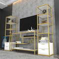 Comoda TV, Retricy, Robbins, 198x39x160 cm, PAL, Aur/Alb