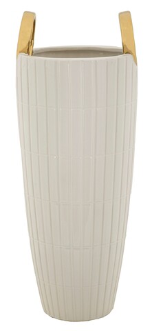 Vaza decorativa Shopping, Mauro Ferretti, 18x45 cm, ceramica, alb/auriu