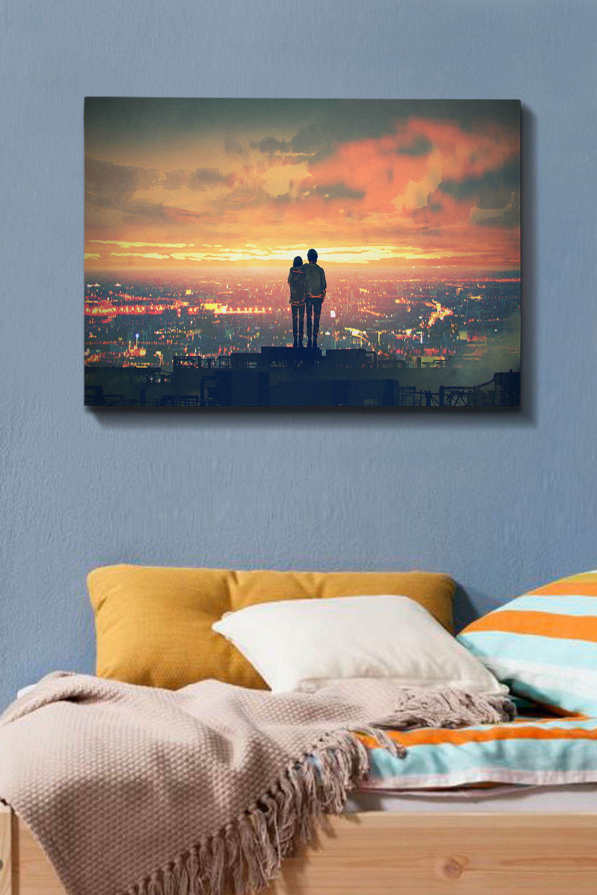 Tablou decorativ, Kanvas Tablo (70 x 100), Canvas, Rama din lemn (grosime 3 cm), Multicolor