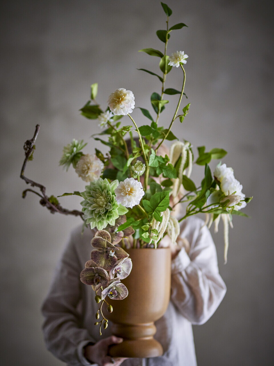 Buchet flori artificiale, Bloomingville, Rise, 40x109 cm, poliester/polietilena, alb - view 3
