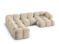 Coltar panoramic stanga 5 locuri, Loretto, Cosmopolitan Design, 345x250x68 cm, catifea, bej deschis