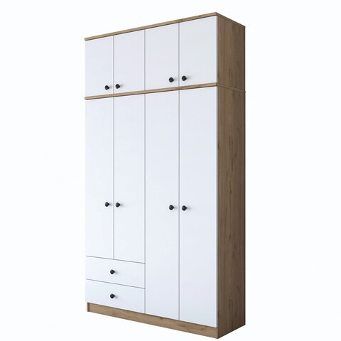 Dulap pentru haine, Rani, BA121, 120x216.8x42.5 cm, PAL, Nuc/Alb