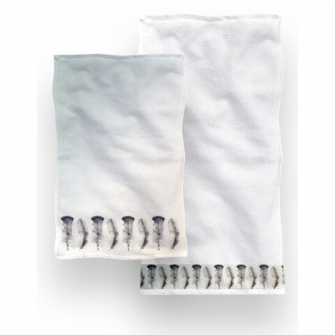 Set 2 prosoape de baie Immigre, Aglika, 50 x 100 cm/ 50 x 30 cm, 70% bumbac, 30% microfibra, alb