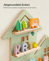 Raft de perete pentru boxa Toniebox cu 35 figurine copii, Songmics, 55.8x18x59.7 cm, MDF/otel/lemn de fag, verde