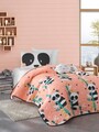 Set cuvertura Single 160x220 cm, 2 piese, Panida - Pink, EnLora Home, 65% bumbac/35% poliester