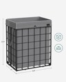Cos de rufe, Songmics, 48 x 33 x 58 cm, 90 L, otel/policoton, gri/negru