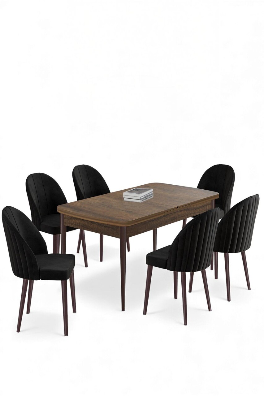 Set masa extensibila si scaune, Hanah Home, Enya, Baroc / Negru - view 2