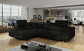 Coltar extensibil stanga 4 locuri, ELTAP, Anton, 272x203x85 cm, lemn/poliester, negru/negru