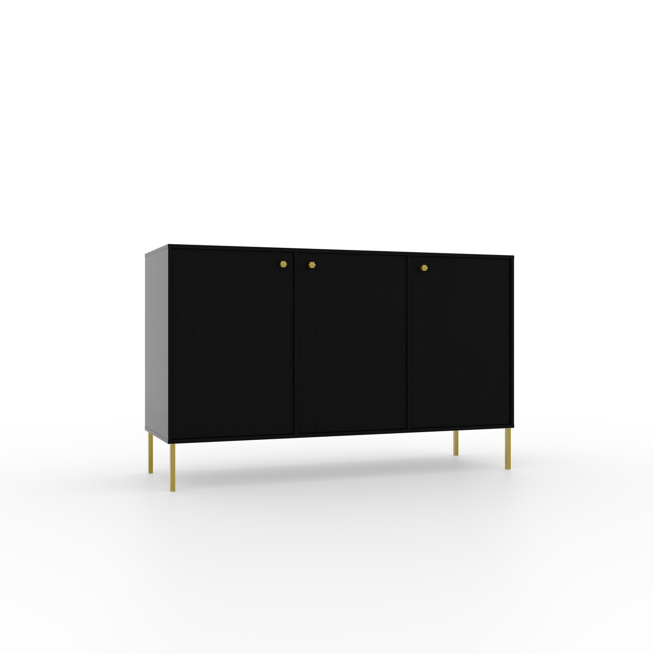 Comoda ADRK, Tili 3D, 124.5x40.8x73.9 cm, PAL laminat, negru — imaginea 2