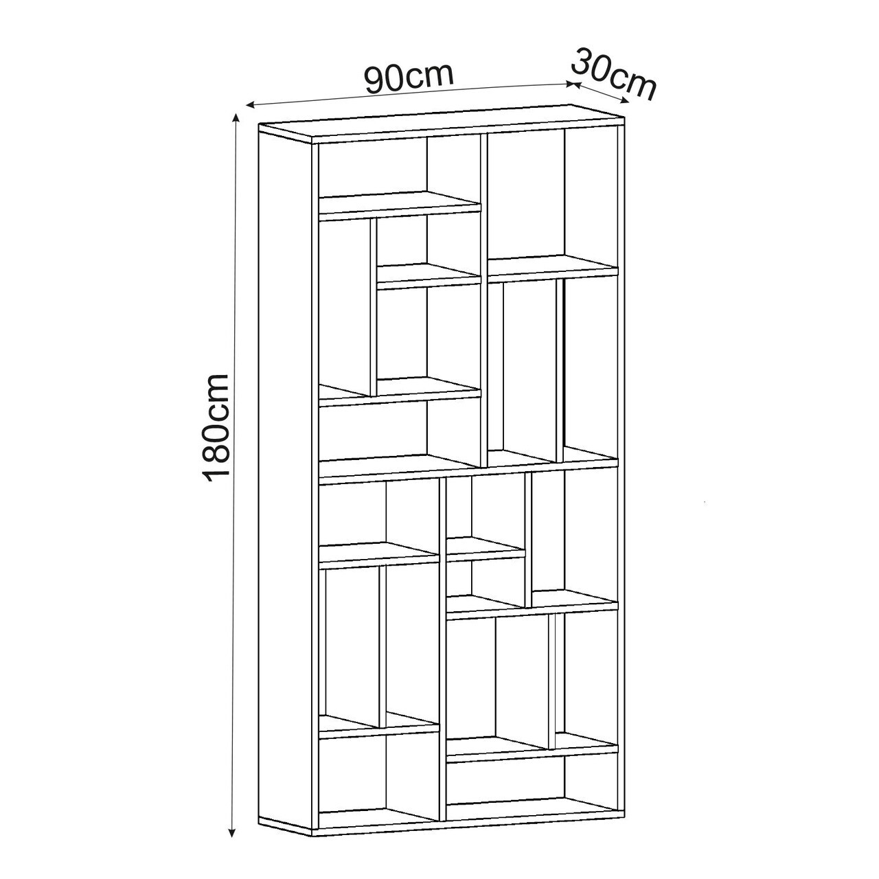 Corp biblioteca, Hanah Home, Nicola, 90x180x30 cm, PAL, Travertin — imaginea 6