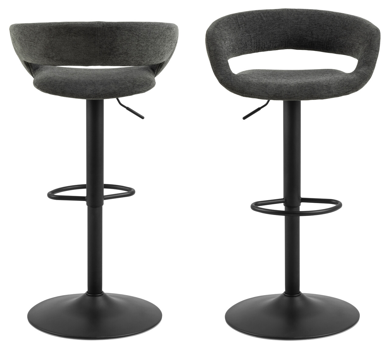 Scaun de bar Grace, Actona, 54.5x48.5x101 cm, rotativ, poliester/otel, gri inchis