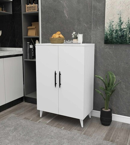 Dulap multifunctional, Hanah Home, 3 Raf 2 Kapak, 65x94.5x32 cm, Alb