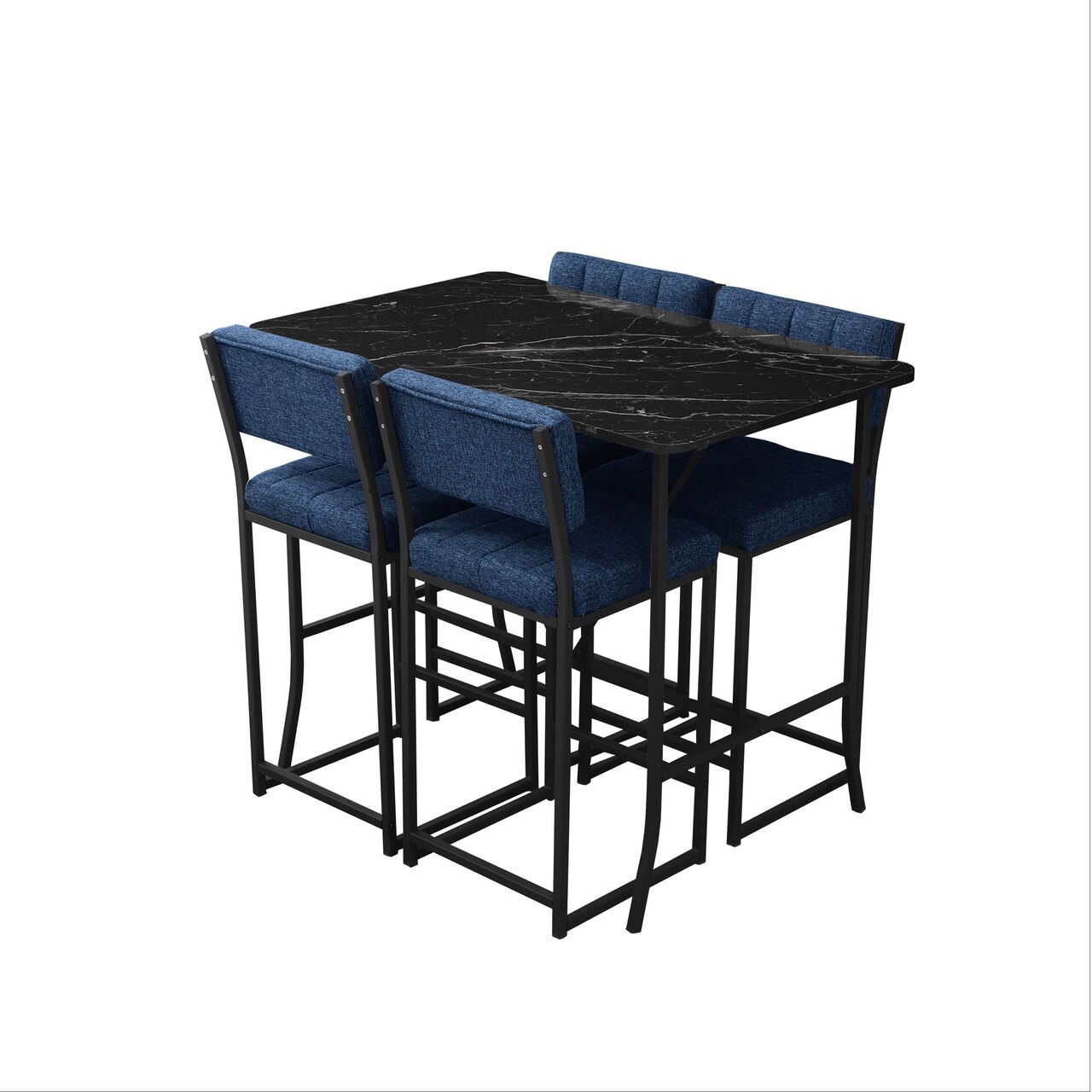 Set masa si 4 scaune de bar, Hanah Home, Retro, Navy Blue / Black - imagine 4