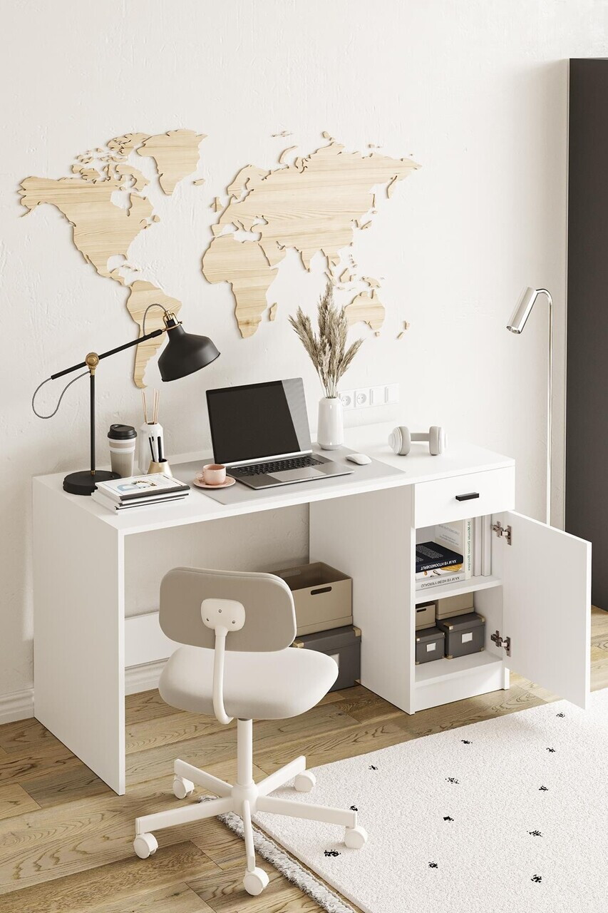 Birou, Hanah Home, Mazı, 140x75x60 cm, Alb — imaginea 2