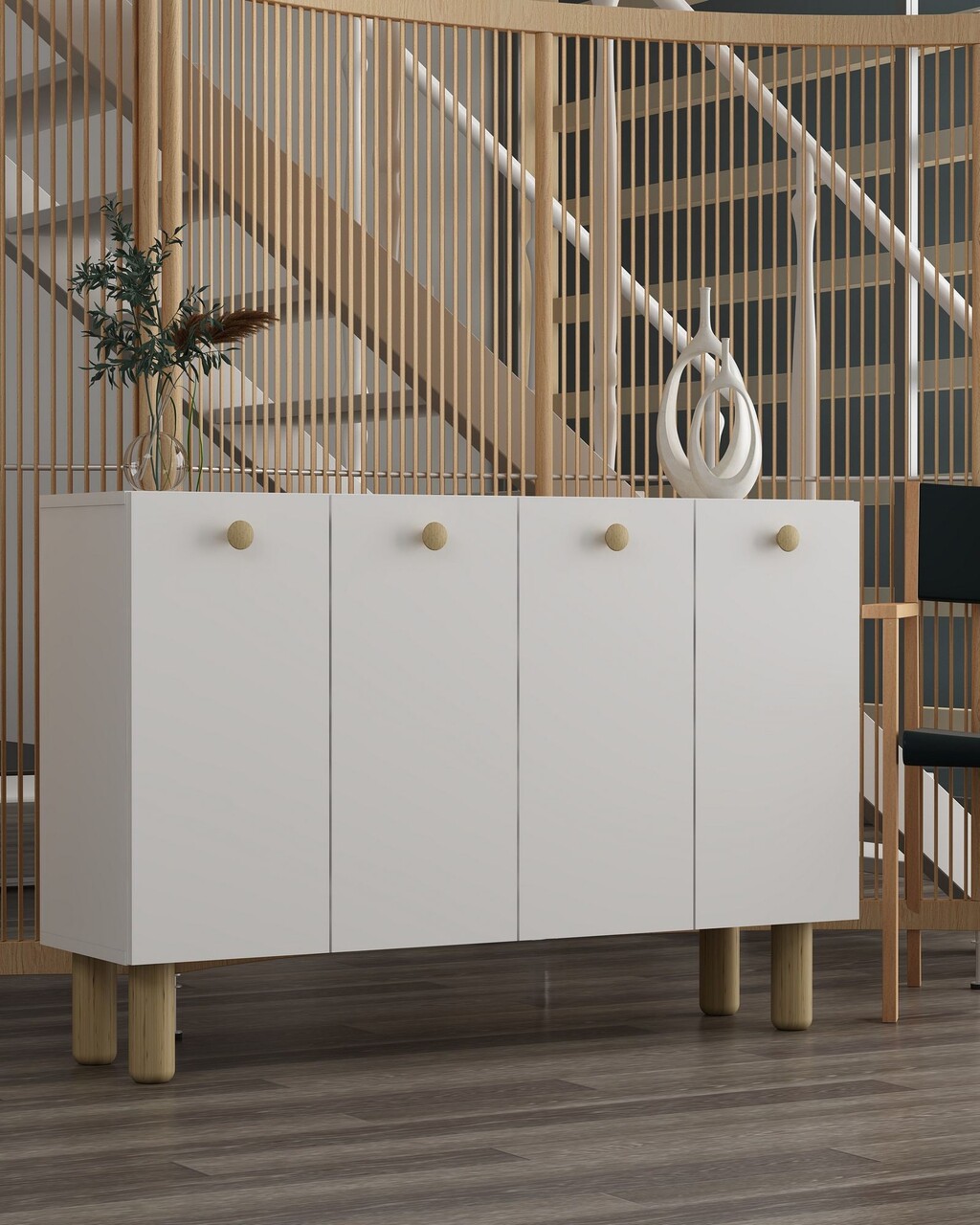 Consola, Hanah Home, Ilay Bohem, 120x80x29.6 cm, PAL , Stejar alb / safir - view 2