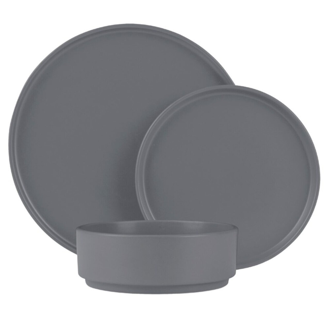 Serviciu de masa 18 piese Berlinger Haus, Aspen, ceramica, gri mat