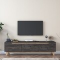 Comoda TV, Wren, D1 - 2487, 180 x 48.6 x 35 cm, pal melaminat, nuc/negru