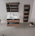 Set Dulap de Baie cu Chiuvetă și Oglindă (2 Piese), Hanah Home, Side 100 v3, Maro