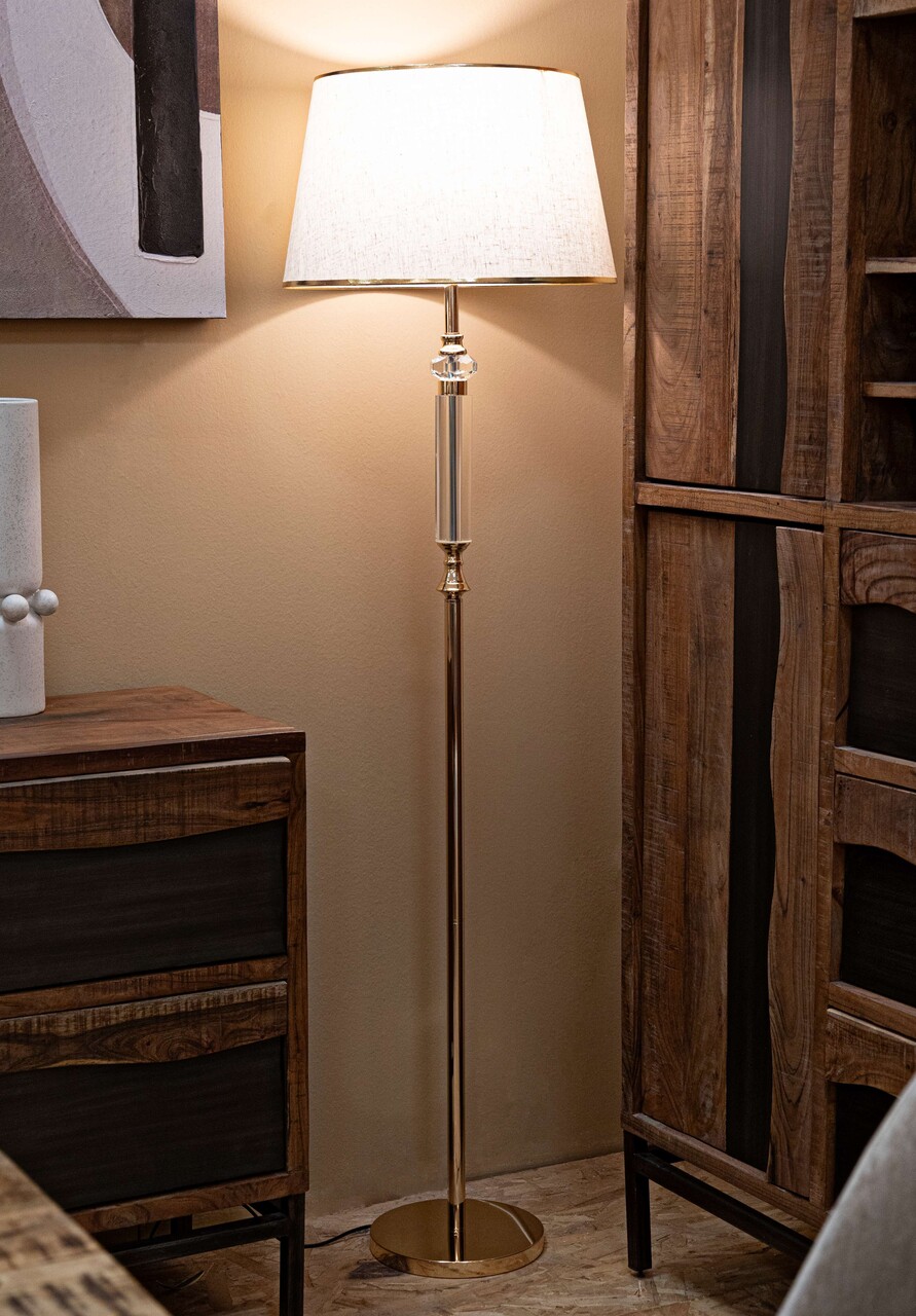 Lampadar Praga, Mauro Ferretti, 1 x E27, 40W, 45x165 cm, fier/sticla, auriu - 2 | YEO