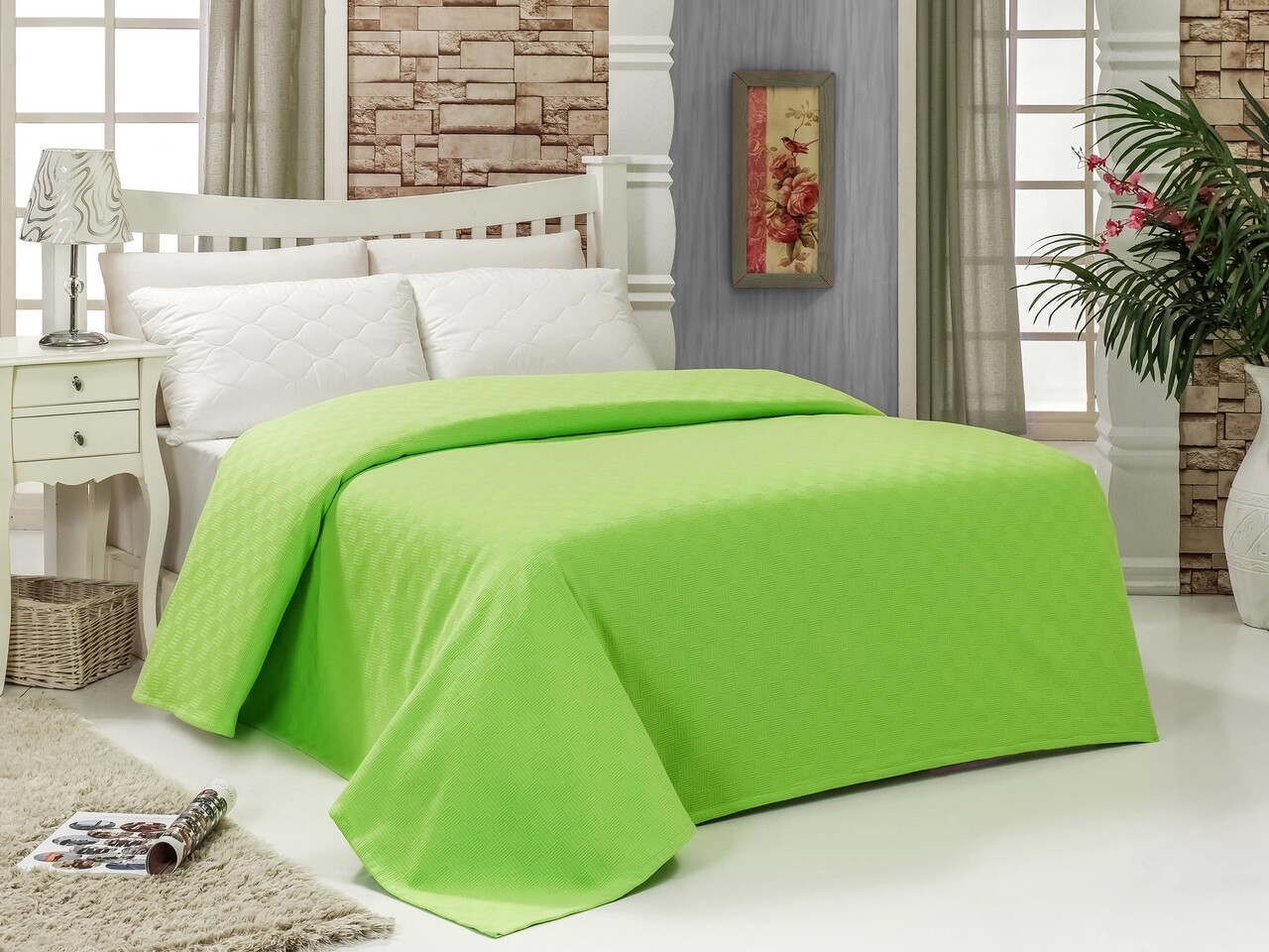 Cuvertura De Pat Dubla, Bella Carine By Esil Home, 200x240 Cm, 100% Bumbac, Verde