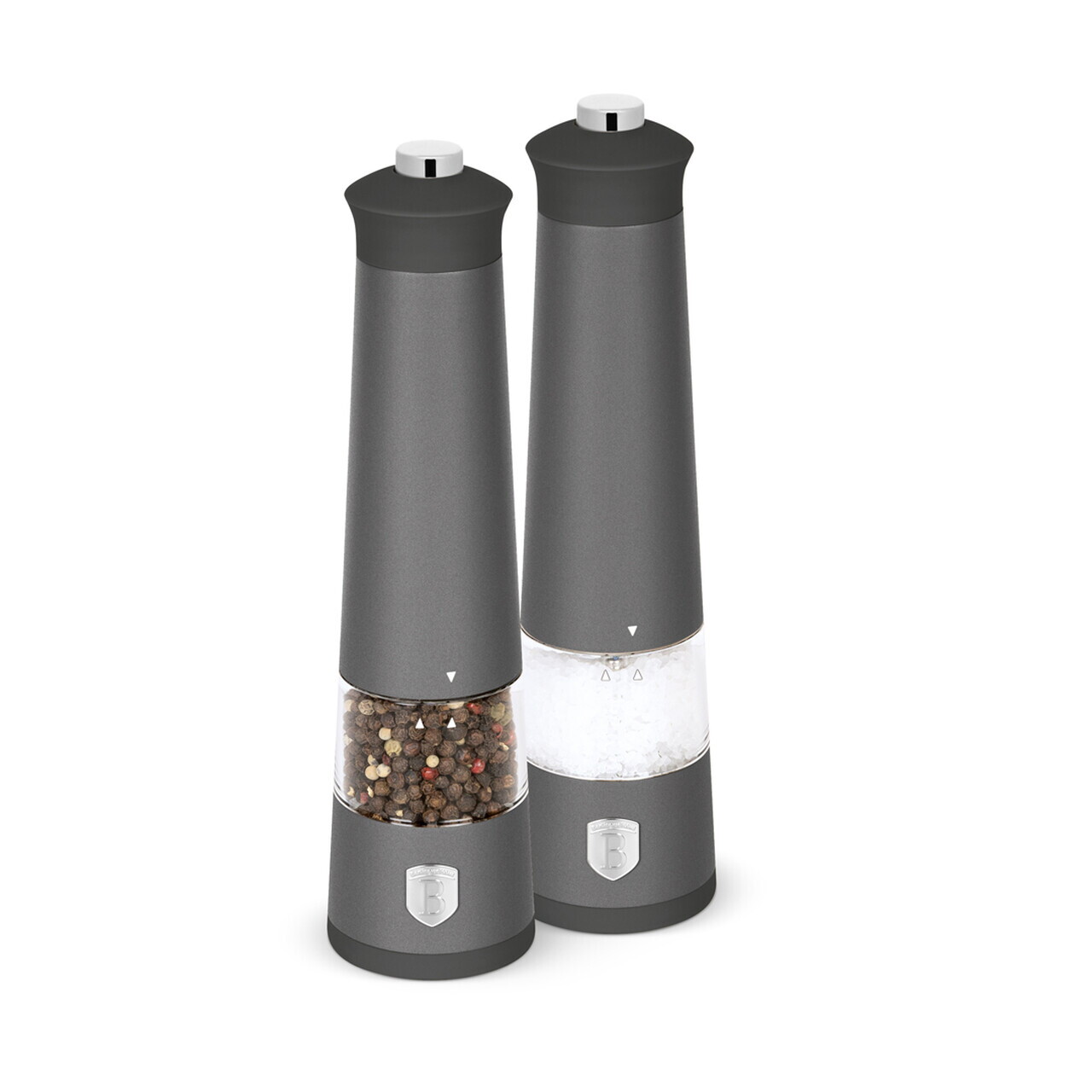 Set 2 rasnite electrice pentru sare/piper Berlinger Haus, Anthracite, inox/ceramica, antracit mat - imagine 4