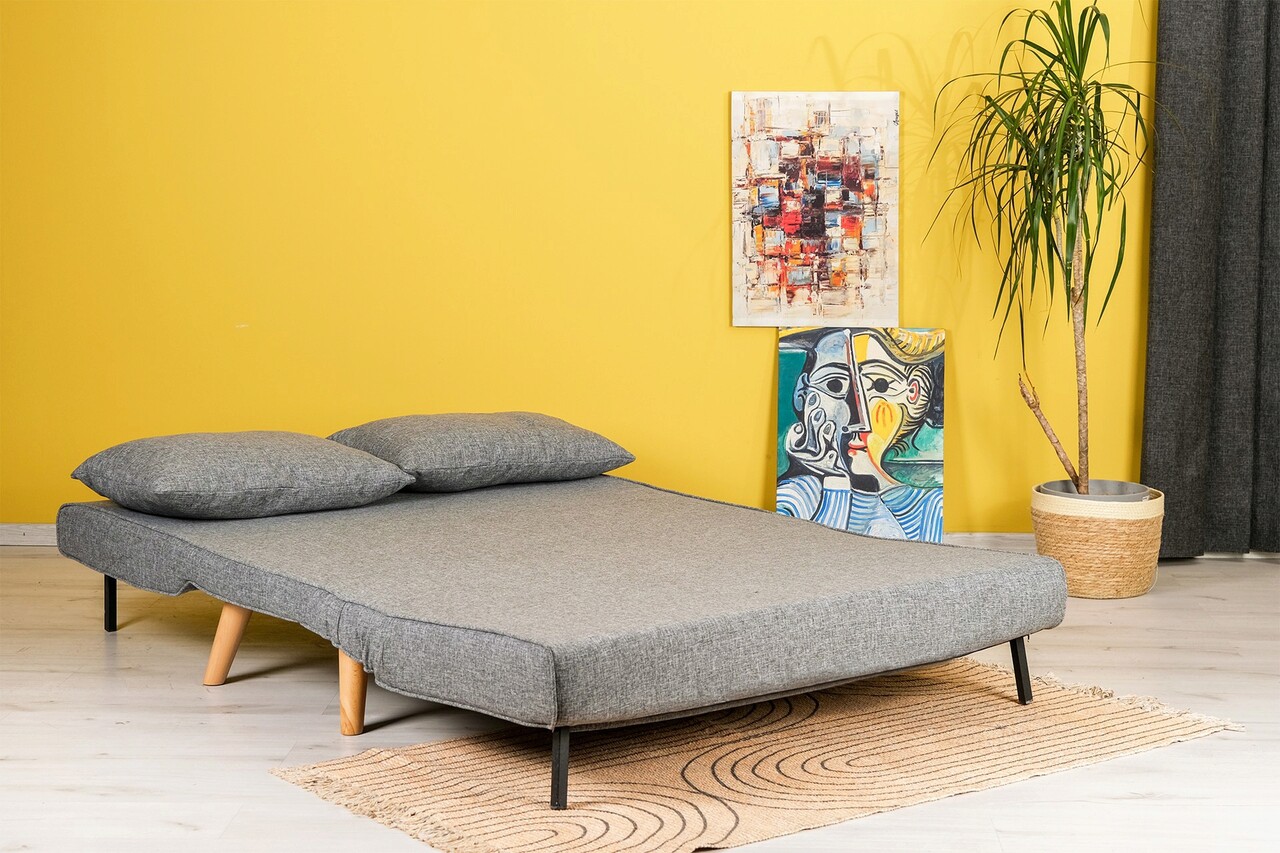 Canapea extensibilă cu 2 locuri, Futon, 859FTN2716, Metal , Gri deschis - 2 | YEO