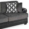 Canapea cu sezlong stanga, 4 perne, Vermont, L.311 x l.102/192 x H.102 cm, imitatie piele/stofa, negru/gri