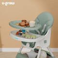 Scaun de masa pentru bebelusi 2 in 1, U-Grow, 43x27x50.5 cm, piele ecologica/textil, alb/verde