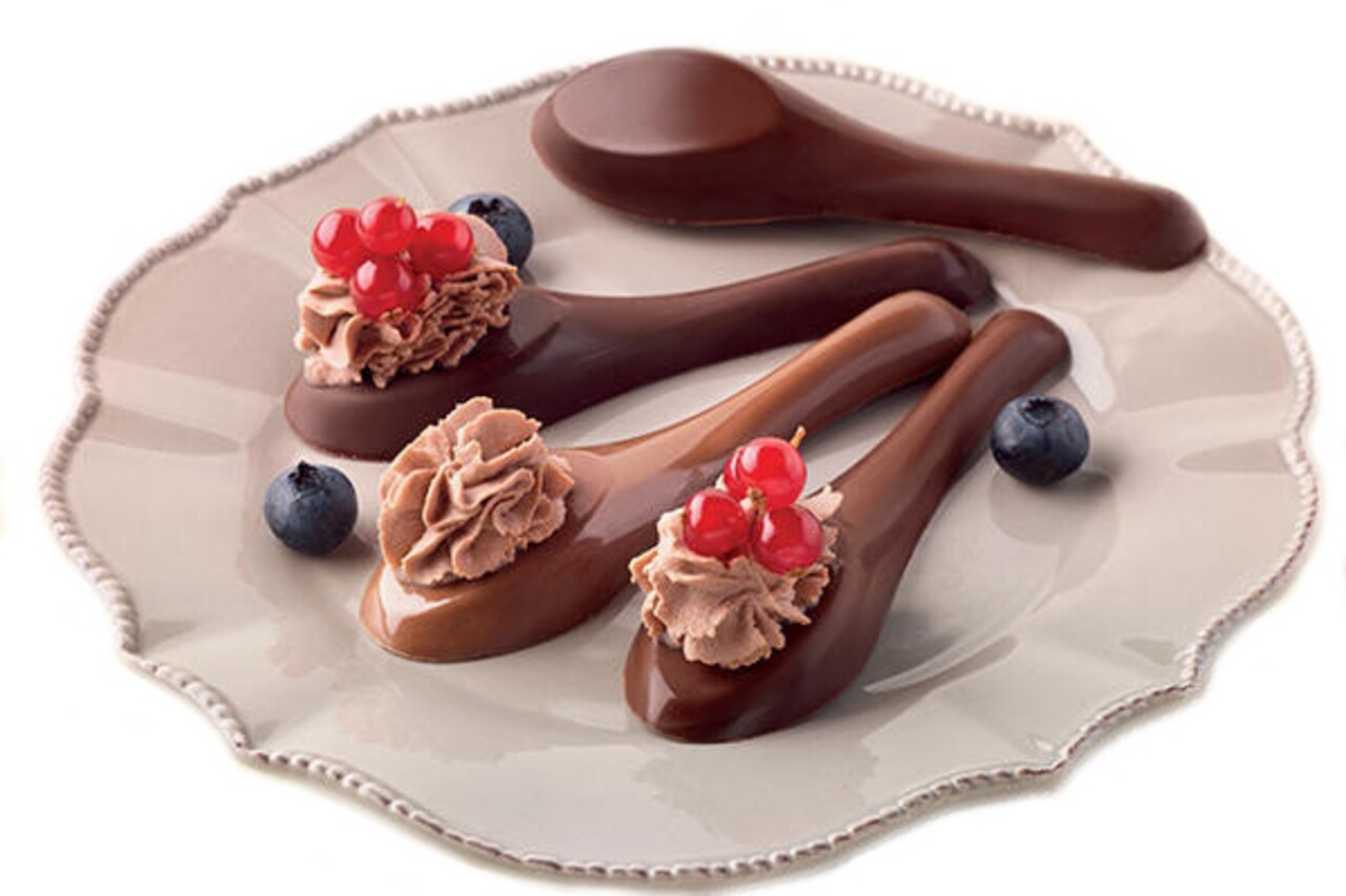 Forma de copt din silicon My Chocolate Spoon, Silikomart Easy Choco, 8 forme, 12 x 3.5 cm