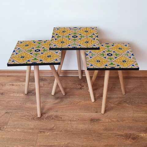 Set masute 3 piese, Leona, 3Shp46, Multicolor