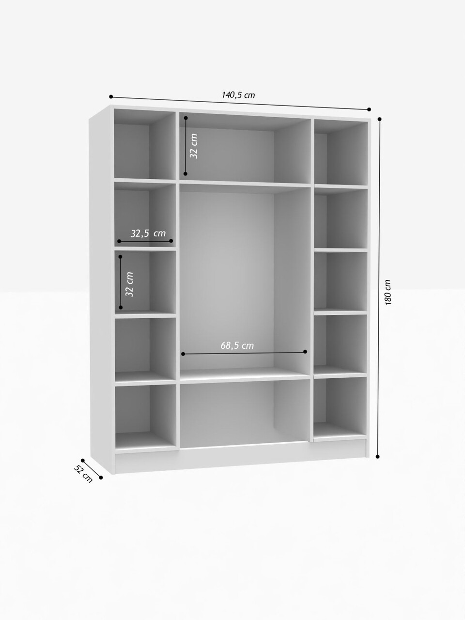 Dulap pentru haine, Hanah Home, Tavero, 140x180x54 cm, PAL, Alb