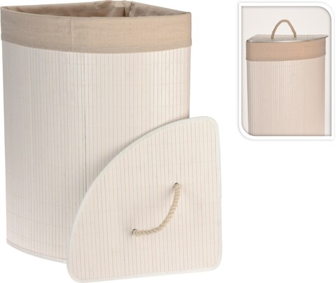 Cos de rufe Corner shape, 35x35x60 cm, bambus, crem