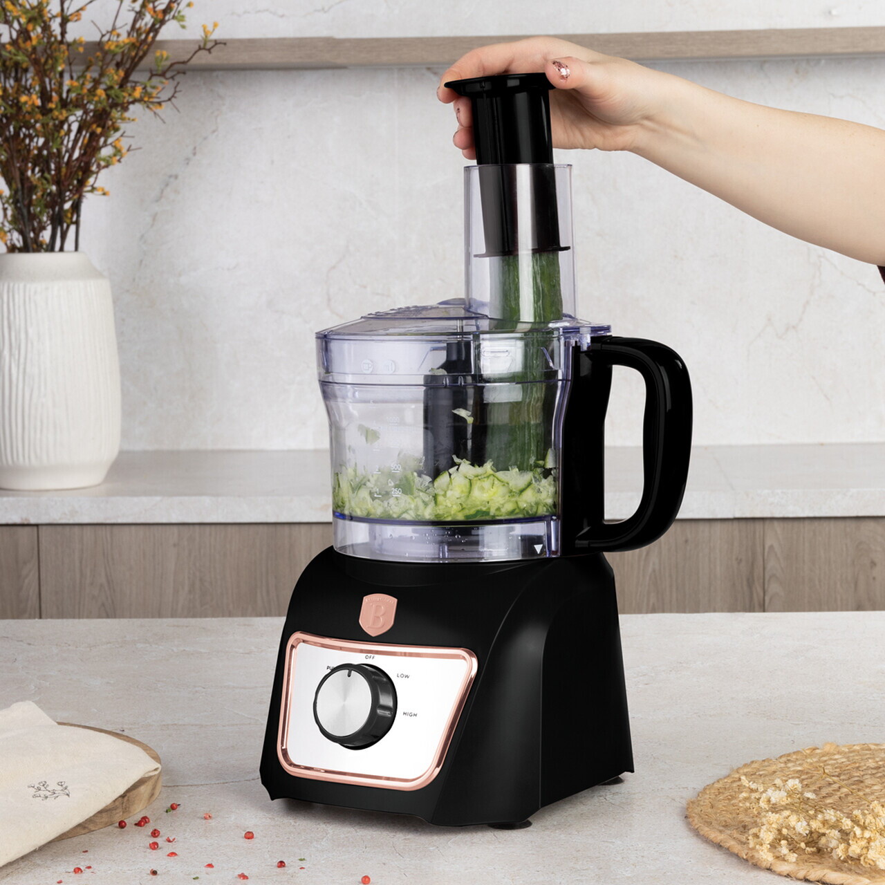 Set blender 8 in 1 Berlinger Haus, Black Rose, 500W, inox/plastic, negru/transparent - imagine 3