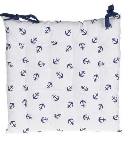 Poza Perna pentru scaun Anchor, 40x40 cm, bumbac, alb/albastru