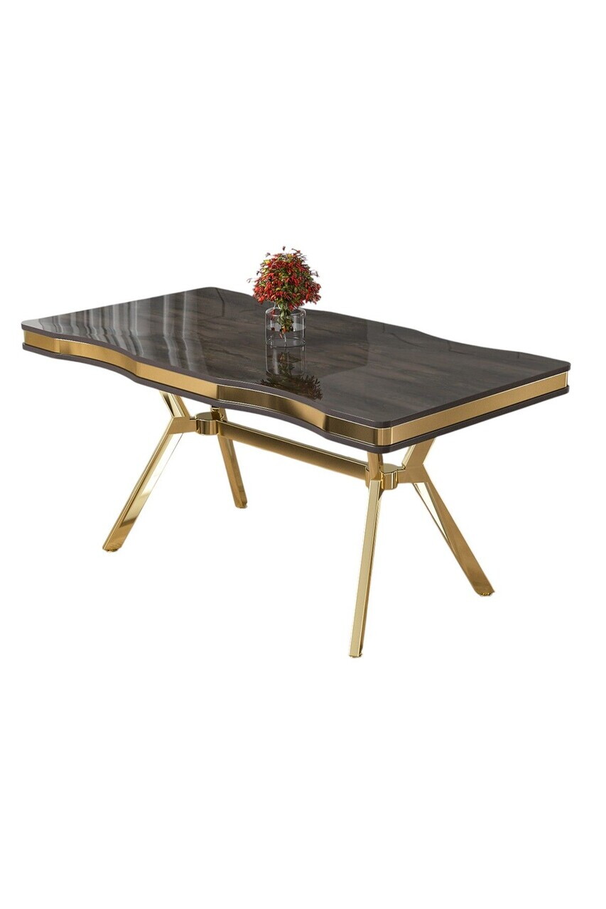 Masa, Hanah Home, Prah, 160x76x90 cm, Antracit / Aur — imaginea 2