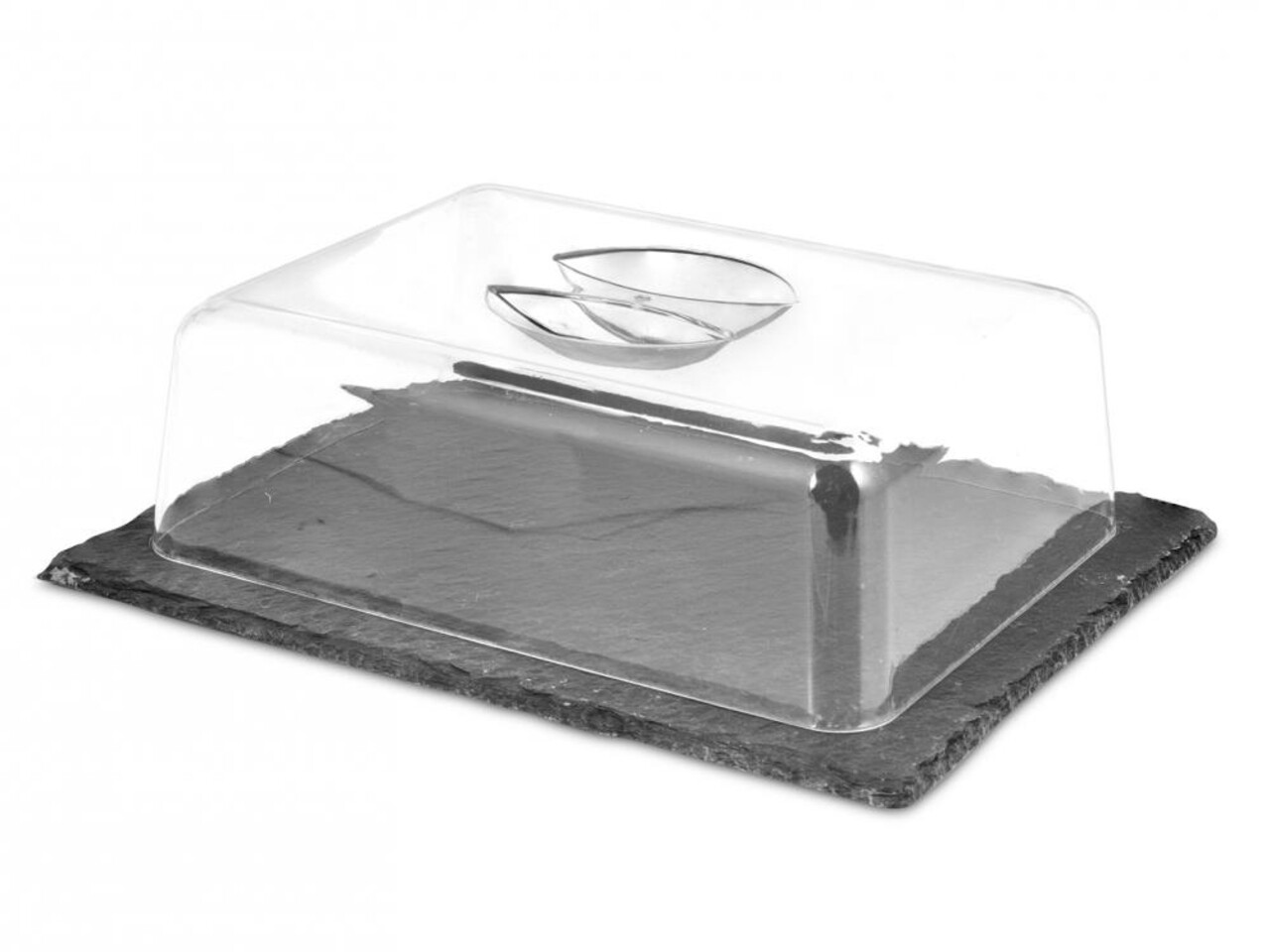 Recipient Cu Capac Pentru Branzeturi Dome, H&H, 25 X 20 X 9 Cm, Ardezie/plastic