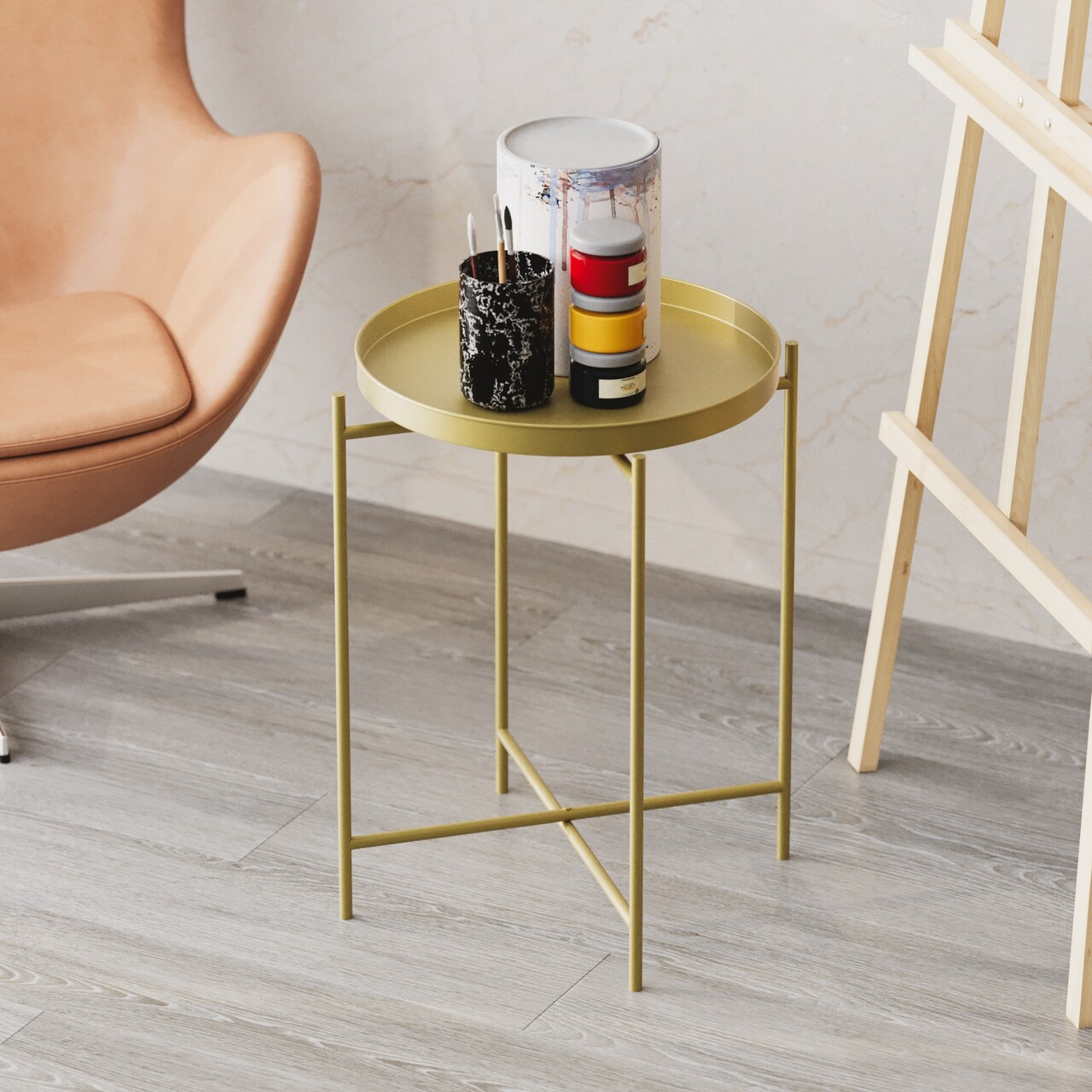 Masuta de cafea, Cerritos, Shb-007-A, 46x56x46 cm, Metal, Auriu